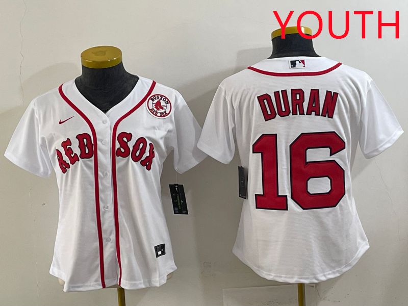 Youth 2025 Boston Red Sox 16 Duran White Game Nike MLB Jersey style 6